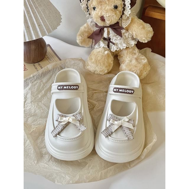 Sandales sabots Mary Jane à plateforme et nœud