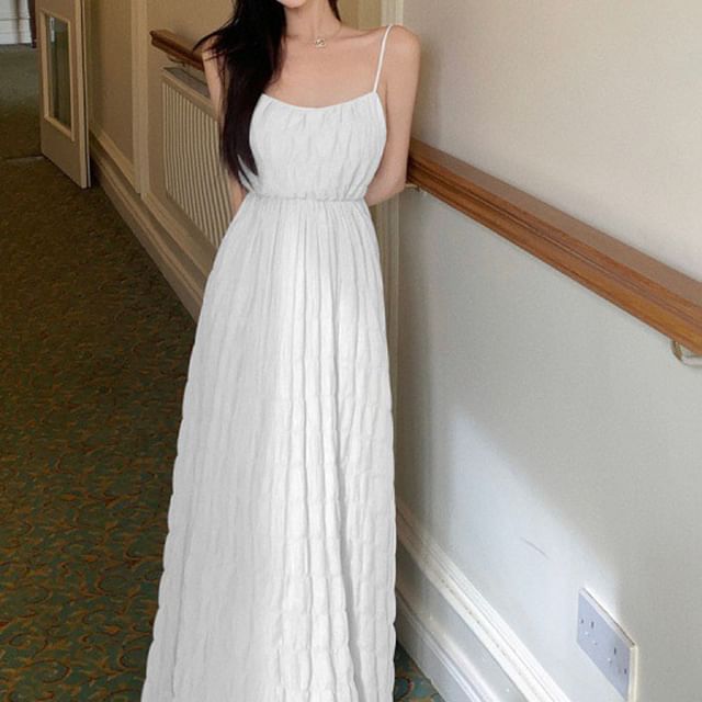 Strap Maxi Spaghetti Sundress Plain
