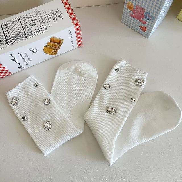 Chaussettes avec accents en strass