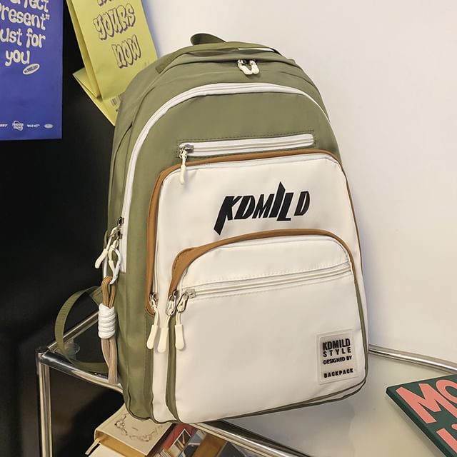 Sac à dos en nylon avec lettrage / Bijou de sac / Ensemble