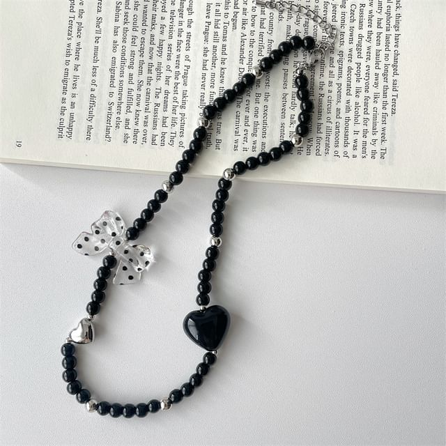 Necklace / Drop Heart Earring Accent