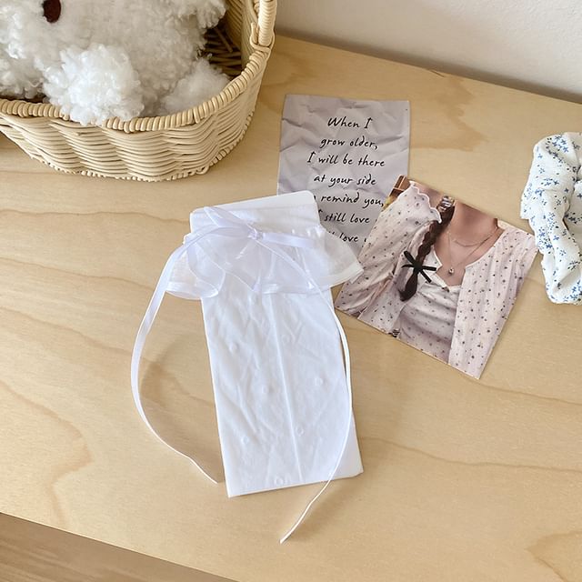 Chaussettes hautes transparentes à volants et à pois