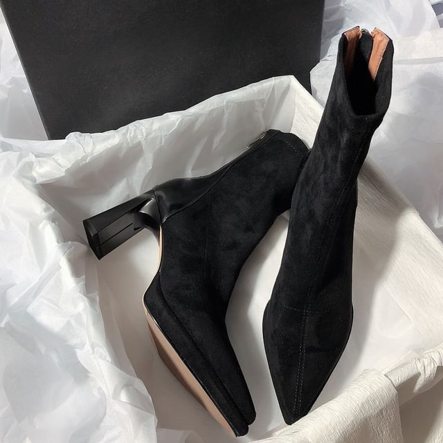 Chunky Short Boots Heel Pointy