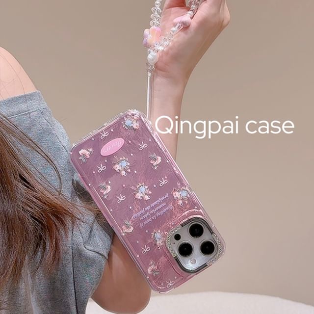 Étui / dragonne / ensemble pour téléphone à motif floral - iPhone 15 Pro Max / 15 Pro / 15 Plus / 15 / 14 Pro Max / 14 Pro / 14 Plus / 14 / 13 Pro Max / 13 Pro / 13 / 13 mini / 12 Pro Max / 12 Pro / 12 / 12 mini / 11 Pro Max / 11 Pro / 11