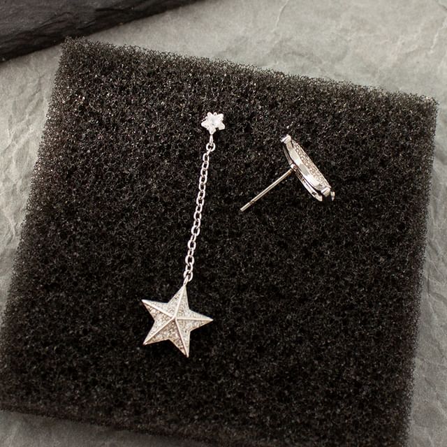 Dangle Earring Star Asymmetrical Alloy Moon