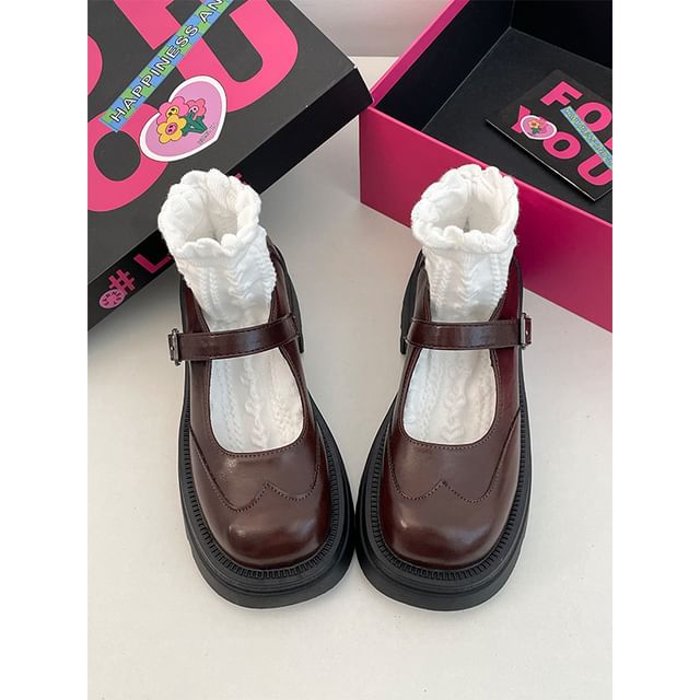 Chaussures Mary Jane en similicuir à plateforme