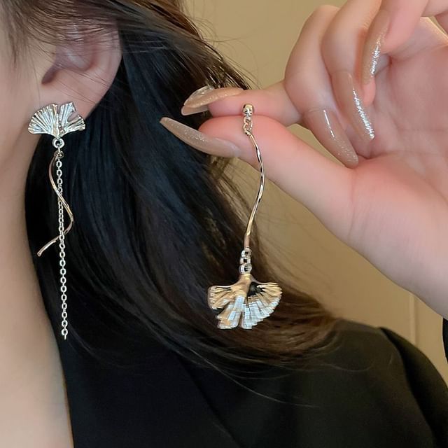 Glaze / Asymmetrical Cuff Heart Stud Butterfly Ear Leaf Alloy Dangle Earring