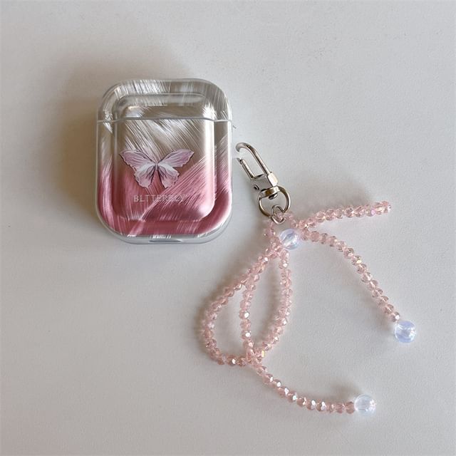 Étui pour écouteurs AirPods / Pro avec breloque en forme de papillon et nœud en cristal synthétique