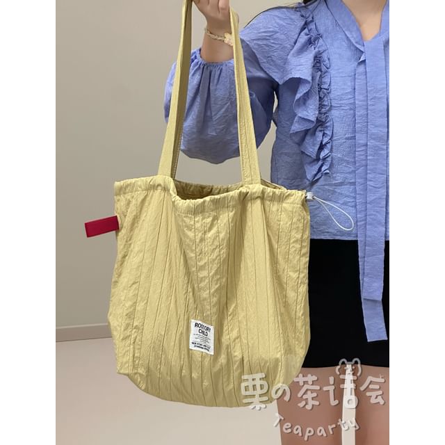 Sac fourre-tout uni côtelé avec lettrage / Bijou de sac / Ensemble