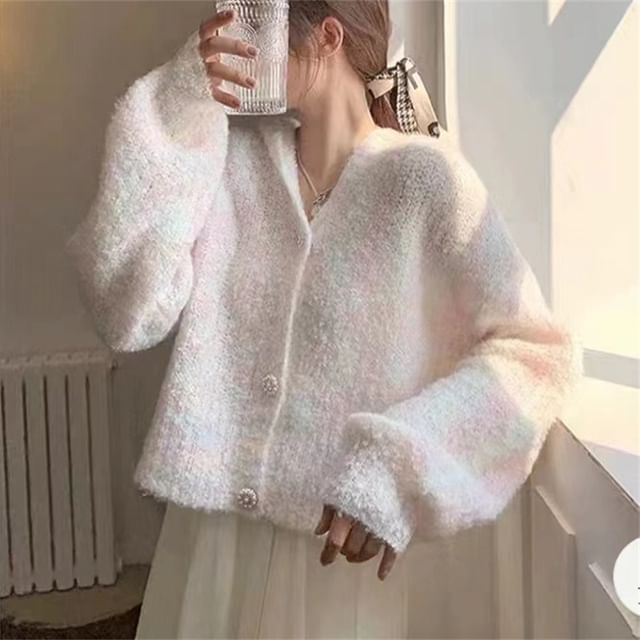 Cardigan à capuche surdimensionné et moelleux à col en V