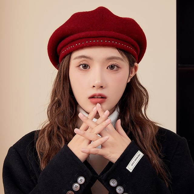 Hat Beret Studded
