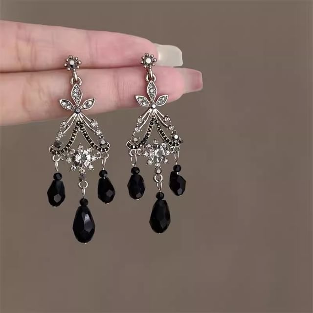 Boucles d'oreilles pendantes / collier en strass