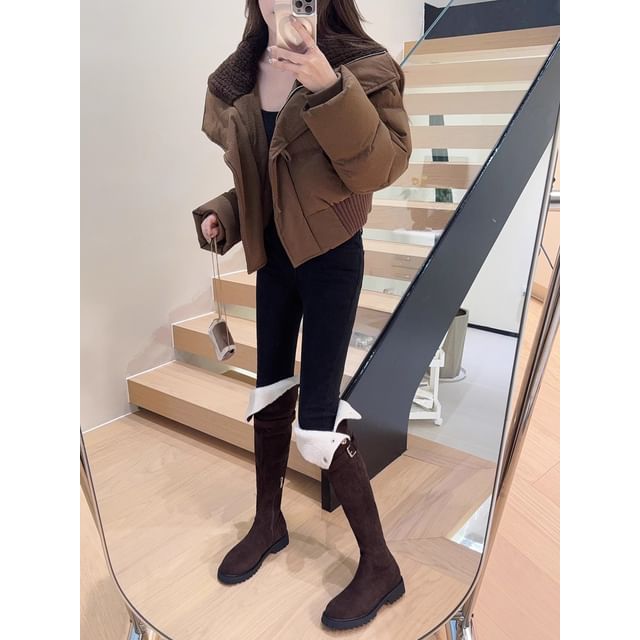 Plain Over-the-Knee Platform Buckled Boots