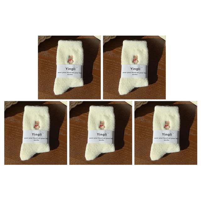 Chaussettes d'équipage brodées de dessin animé / ensemble