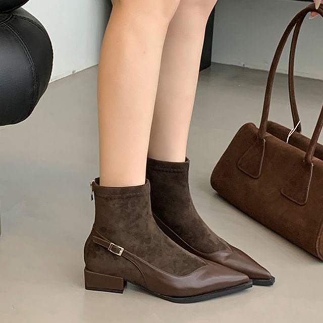 Boots Short Low Pointed Toe Heel