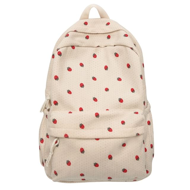 Multi-Pocket Strawberry Backpack Print