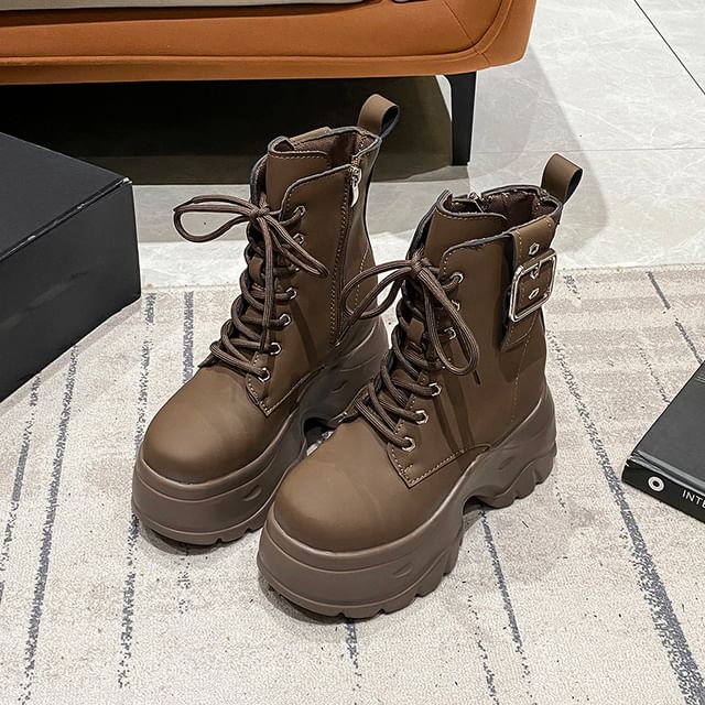 Lace-Up Boots Short Platform