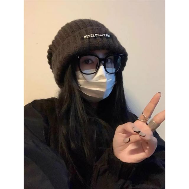 / Ribbed Fluffy Ear Plain Beanie Hat Bear