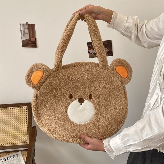 Sac fourre-tout en polaire avec motif ours