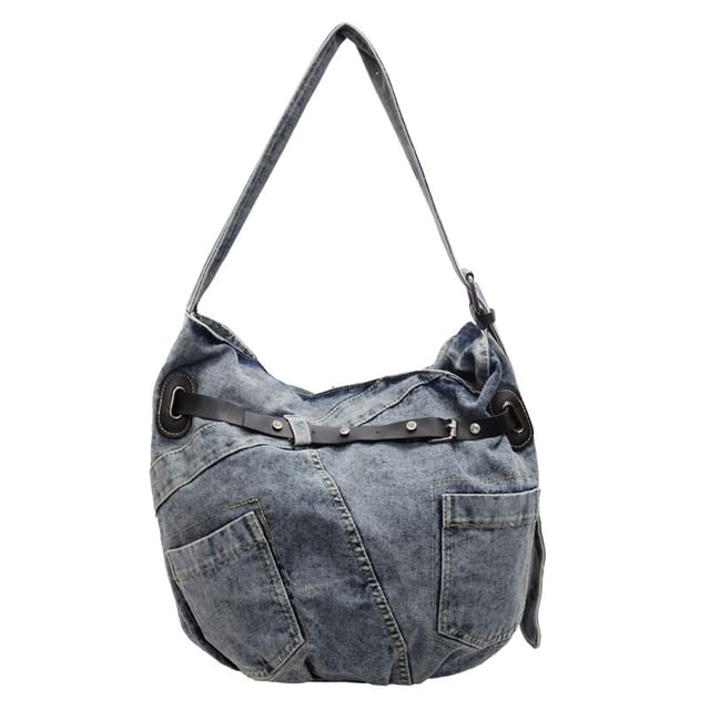 Denim Buckled Bag Washed Crossbody
