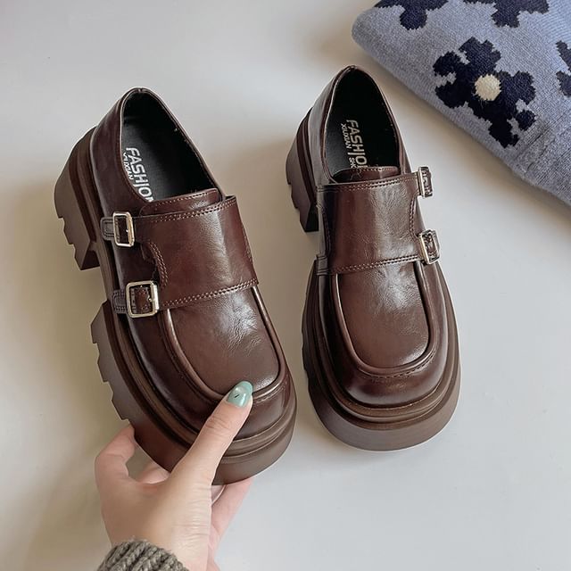 Loafers Platform Strap Monk