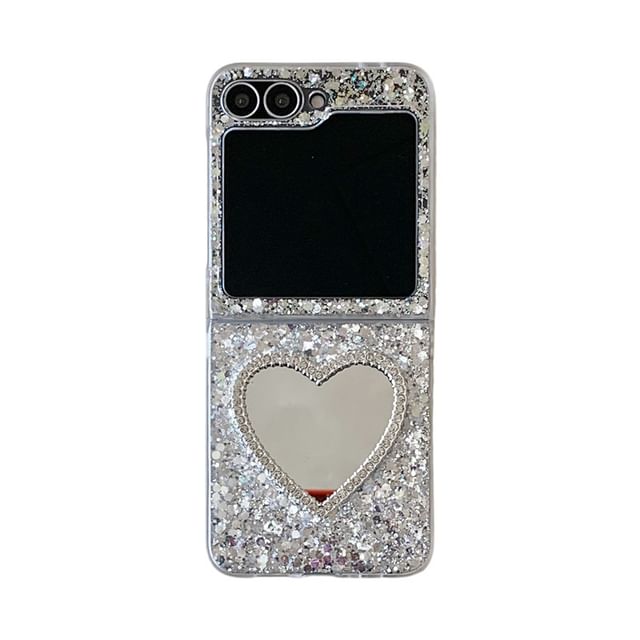 Glitter Heart Mirrored Phone Case / Strap / Set