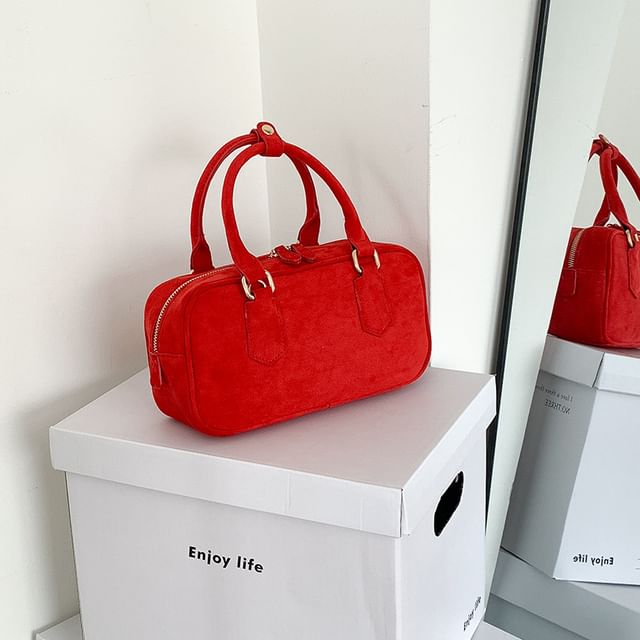 Faux Handle Top Suede Bag Crossbody