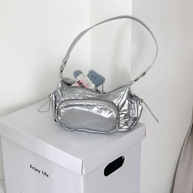 Drawstring Plain Shoulder Bag