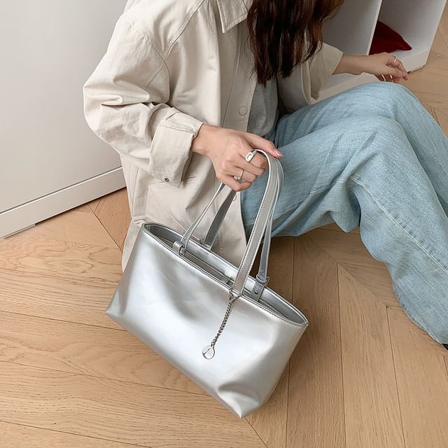 Plain Bag Leather Faux Tote
