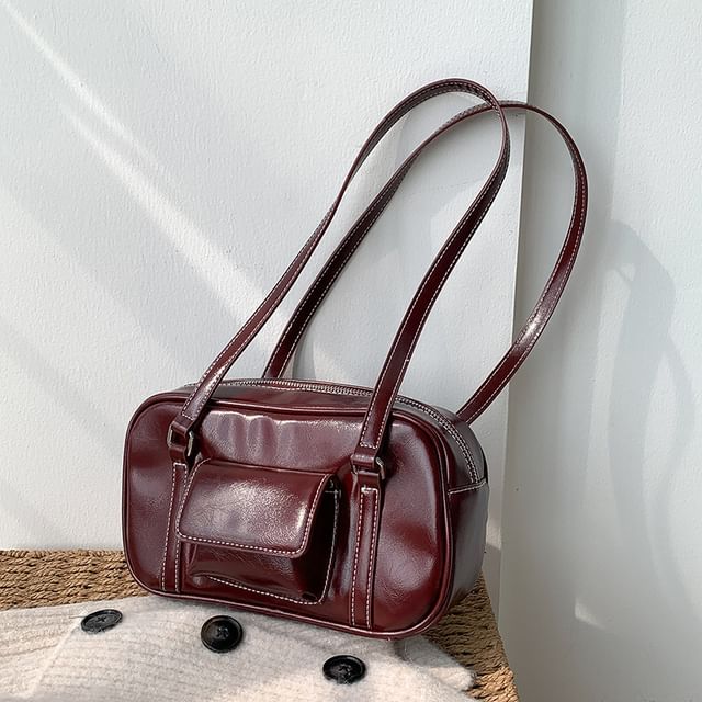 Faux Bag Shoulder Plain Leather