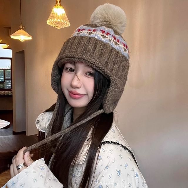 Knit Trapper Pom Hat