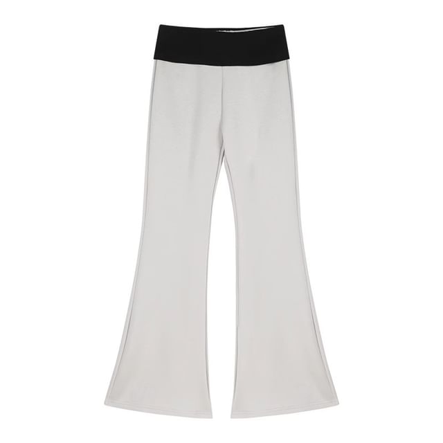 Hoodie / Zip Sweatpants Plain Drawstring Two High Tone Rise Bootcut Crop