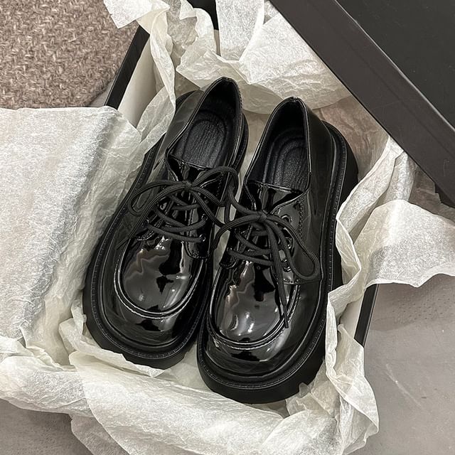 Platform Heel Chunky Shoes Lace-Up