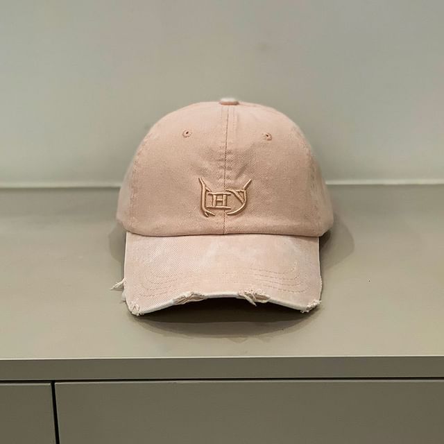 Embroidered Cap Distressed Letter