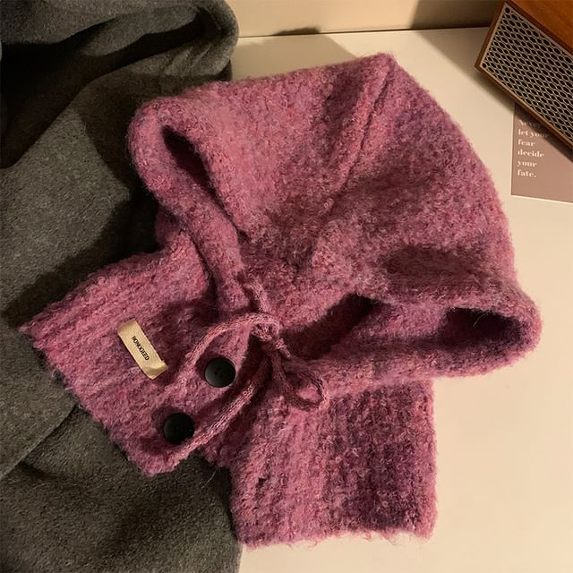 Knit Plain Buttoned Balaclava