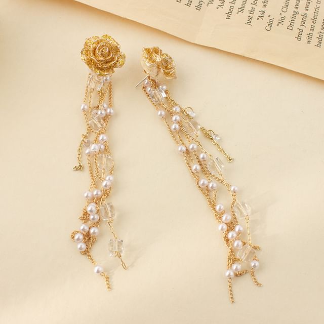 Earring Flower Pearl Faux Stud