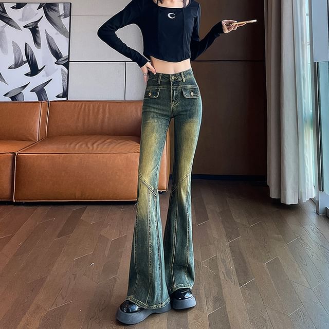 Washed Rise Designs) (Various Jeans High Flared