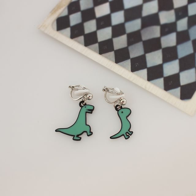 Dinosaur Drop Earring Clip Asymmetrical On Cartoon