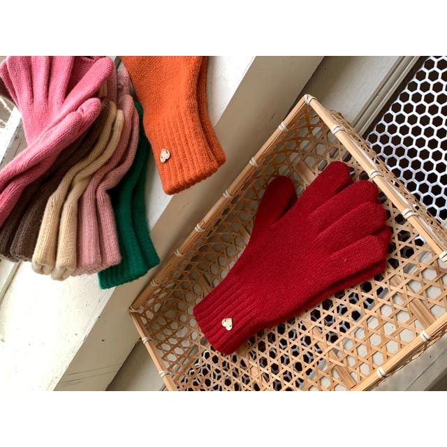Buttoned Gloves Heart Knit