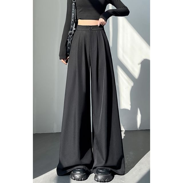 High Rise (Various Wide Plain Leg Designs) Slacks