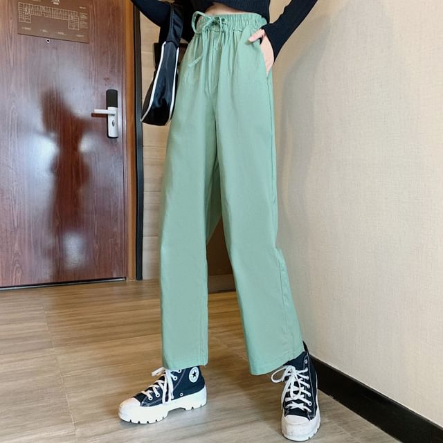 High Rise Pants Cargo Plain Wide Leg