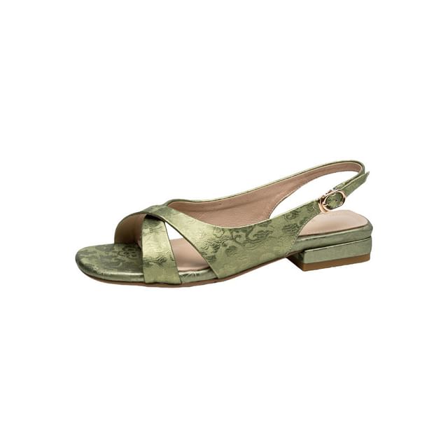 Sandals Jacquard Square-Toe Floral Slingback