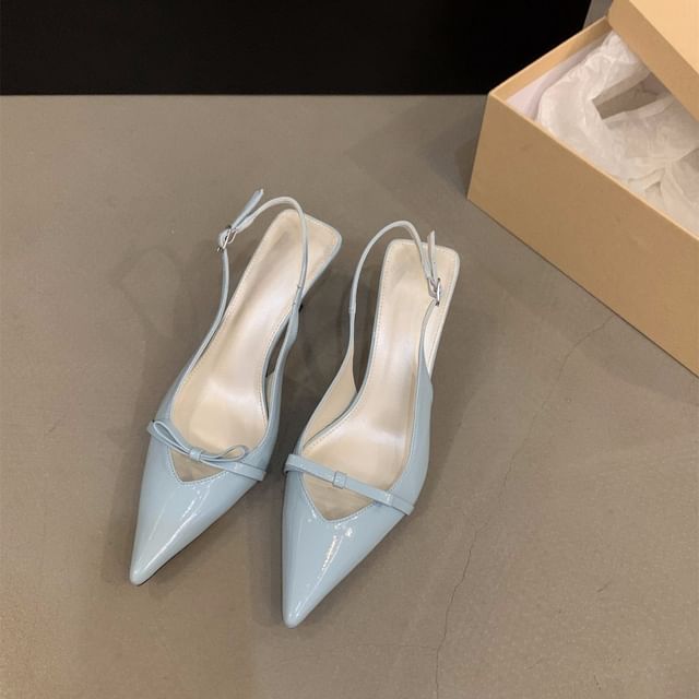 Heel Sandals Bow Pointy Slingback High