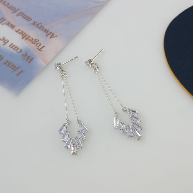 Earring Rhinestone Geometric Drop On / Clip