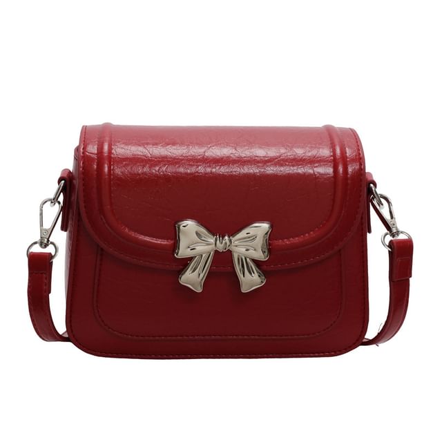 Flap Bow Accent Crossbody Bag