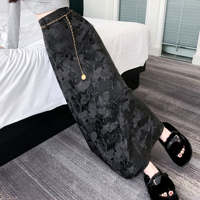 Floral Rise Midi High Skirt A-Line