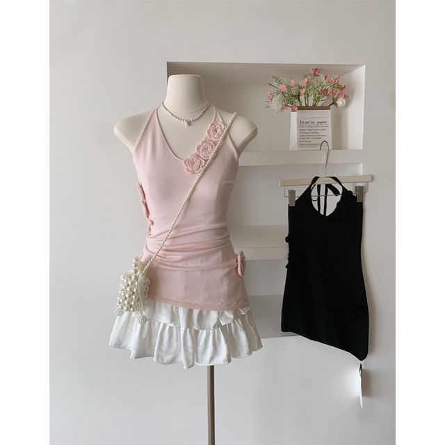 Top Crochet Plain Floral Halter