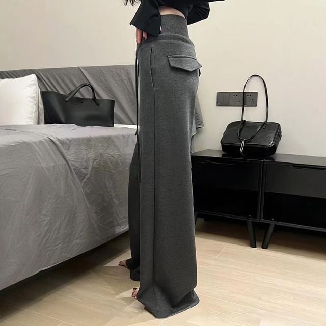 Leg High Wide Pants Rise Plain
