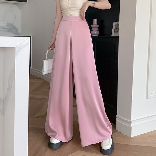 Pants High Wide Waist Leg Plain