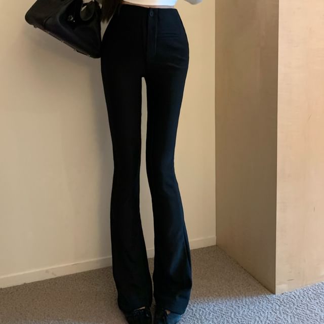 High Pants Plain Rise Flared